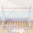 Twin Wooden House-Shaped Bed With Slats And Guardrail-1375012184