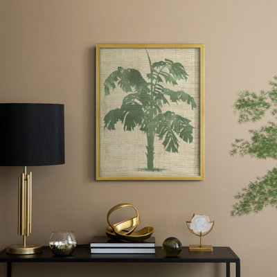 Impression encadrée de toile de jute palmier IV - bois massif
