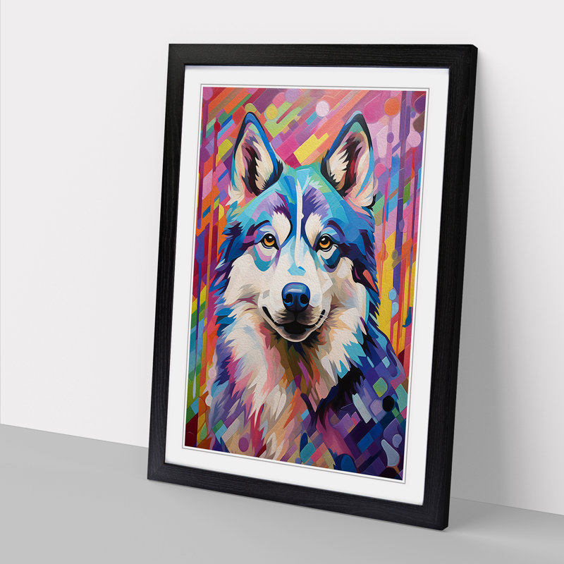 Husky Colour Field - Framed Print, Black Framed, 46cm H x 34cm W x 2cm D
