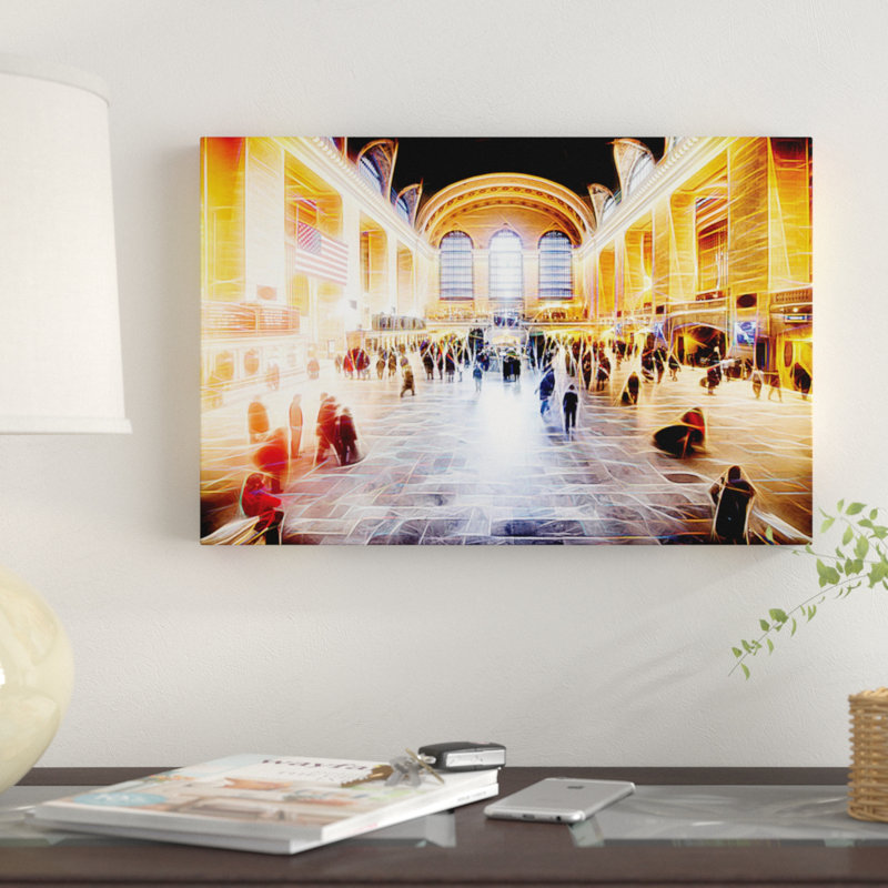 «Grand Central terminal» sur toile, H 12 po x l 18 po x P 1,5 po, Toile tendue, Pas de tapis