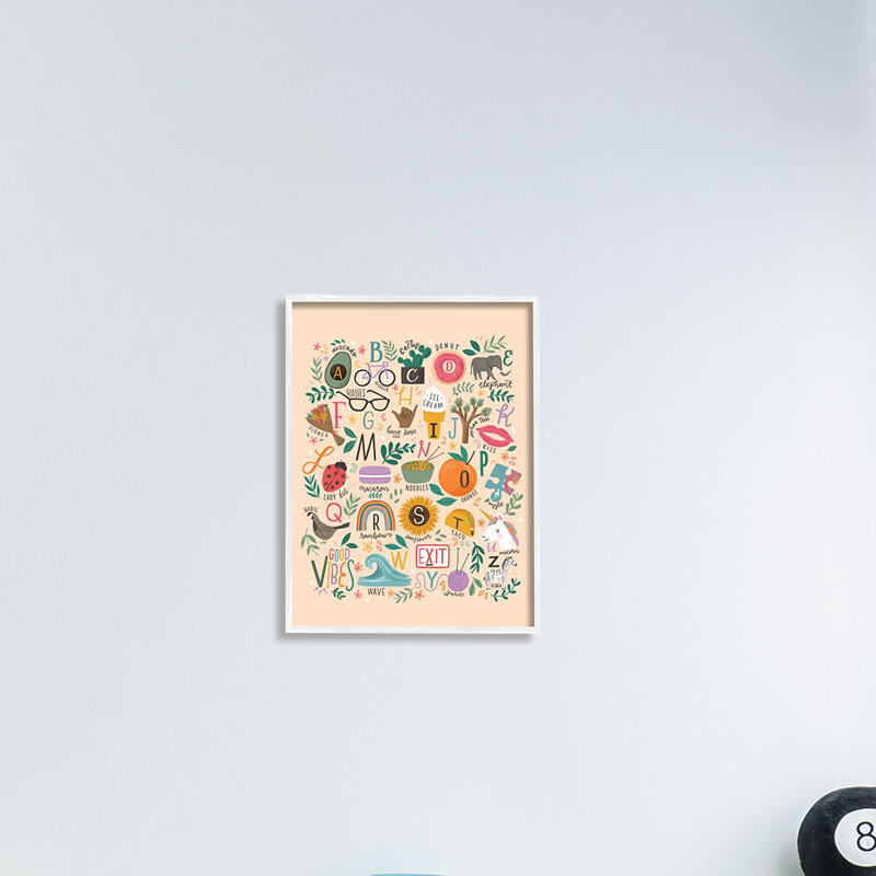 Whimsical Kid's Alphabet Playful ABC Illustrations Whimsical Kid's Alphabet - Single Picture Frame Print on MDF