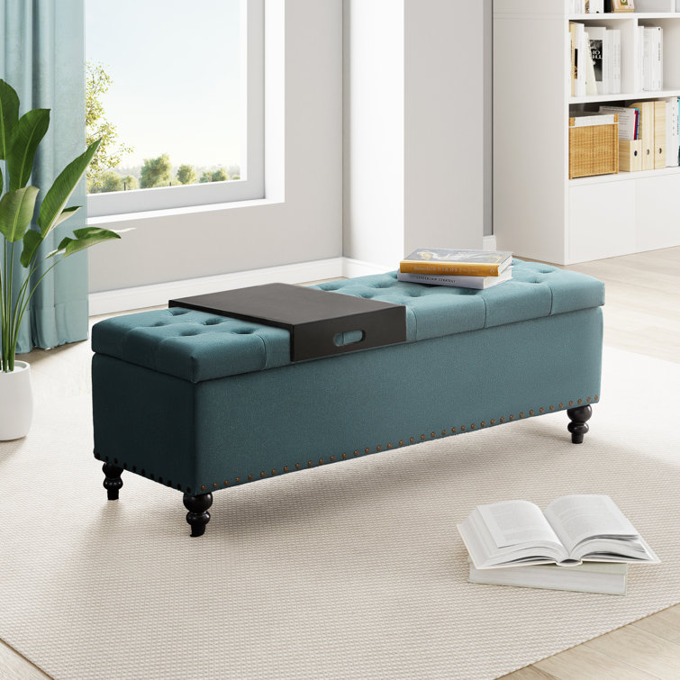 Ashtin Upholstered Flip Top Storage Bench with tray