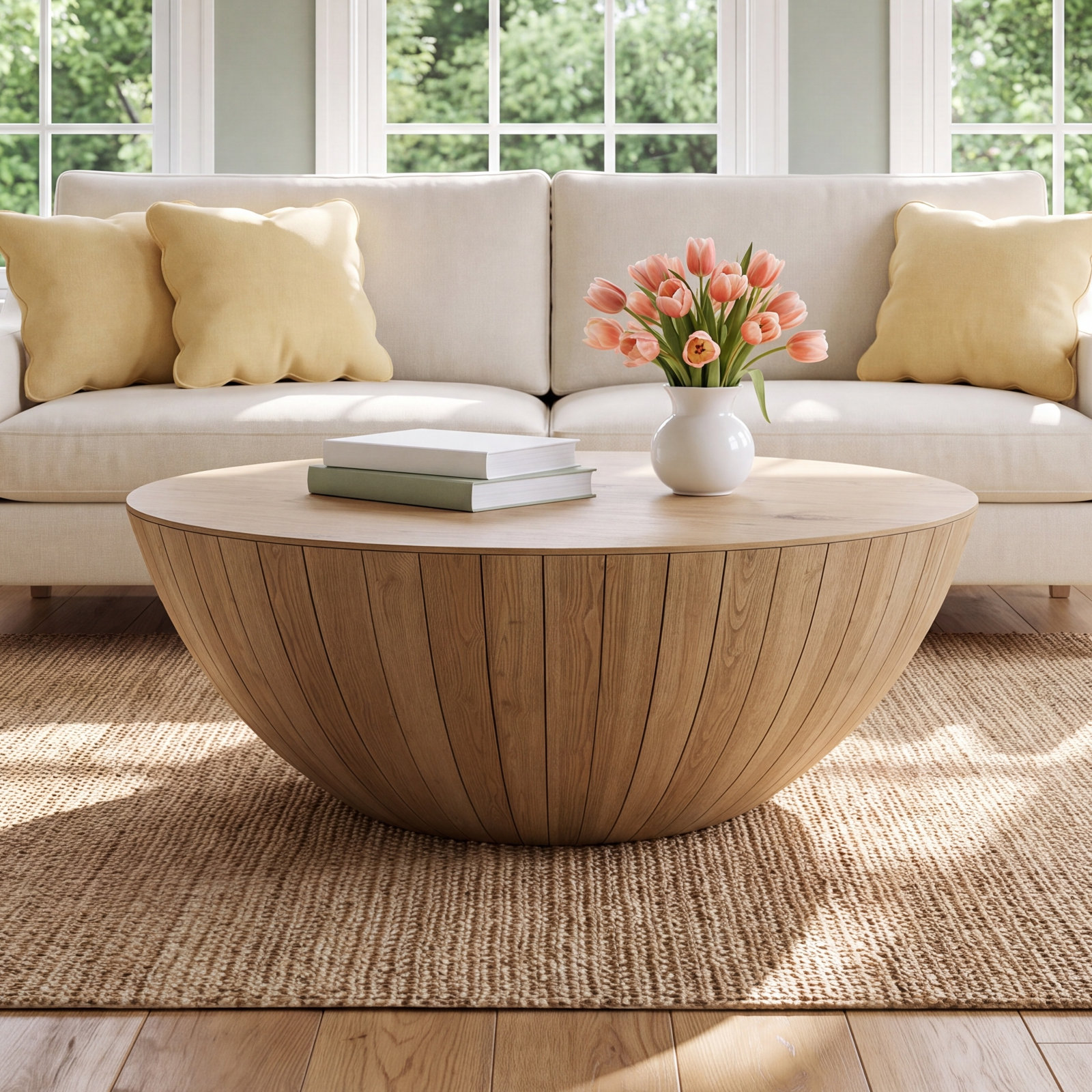 Agusta Solid Wood Single Coffee Table, Natural Oak