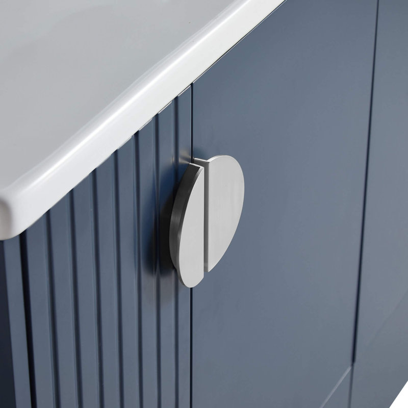 Ensemble de meuble-lavabo simple 48 po Saimah, Chrome poli, Bleu marine