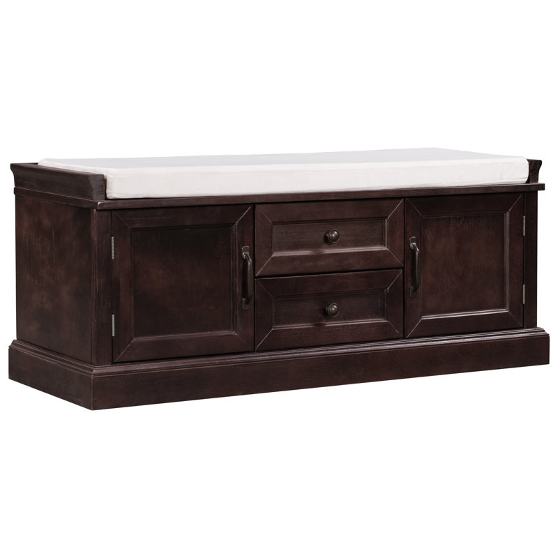 Banc de rangement en velours, Espresso
