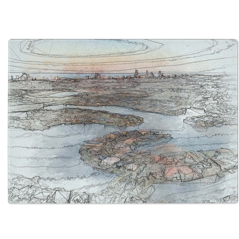 Tempered Glass Australia's Coast Chopping Board, 39 cm W x 28.5 cm L