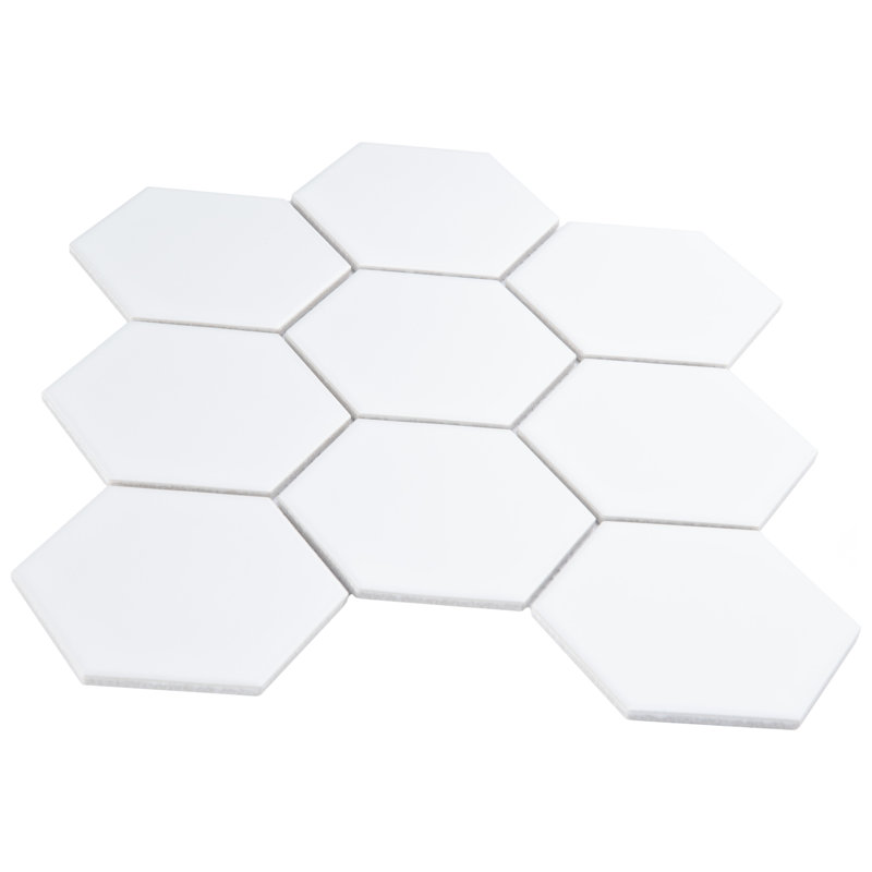 Metro Super 4" Hex Matte White 10" x 11-1/2" Porcelain Mosaic Tile