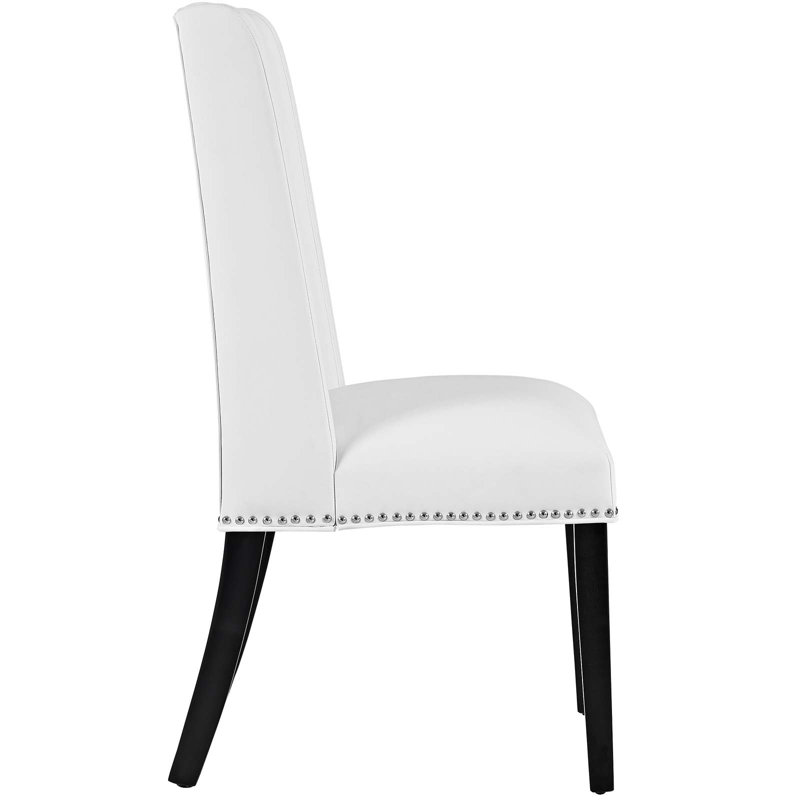 White Faux Leather Upholstered Tall Back Side Chair Set