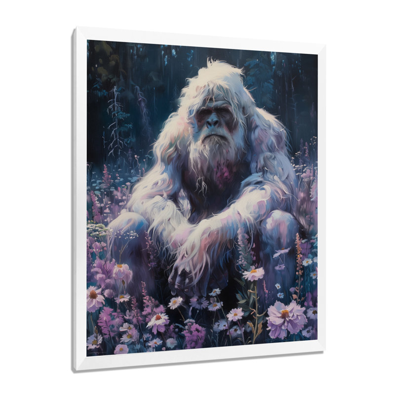 Décoration murale rose et gris Sasquatch Sanctuary I - Bigfoot, Toile encadrée blanche avec une seule photo