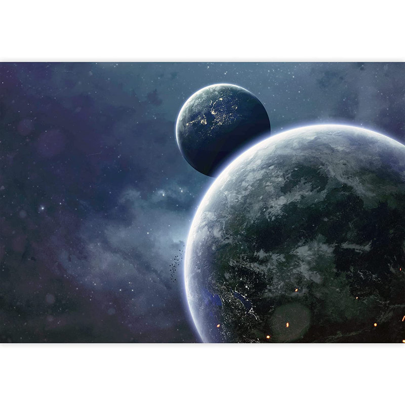 Planet In Outer Space Galaxy Border, 100" L x 144" W, Gray