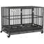 Chenil en cage pour chien avec roues verrouillables, porte double et plateau amovible