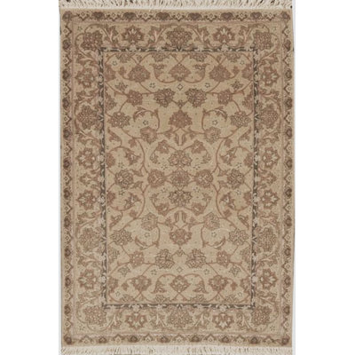 Tapis doré et beige noué à la main de haute qualité