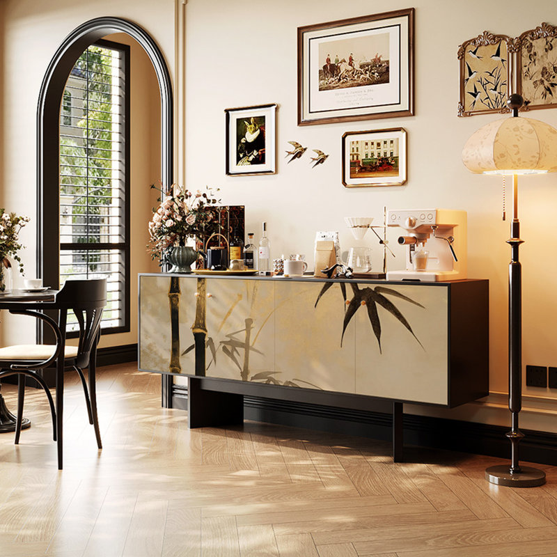 Chinese-style retro minimalist sideboard, Black