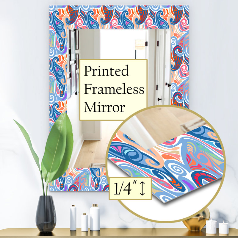Miroir mural moderne, H 24 po x l 32 po, Paisley