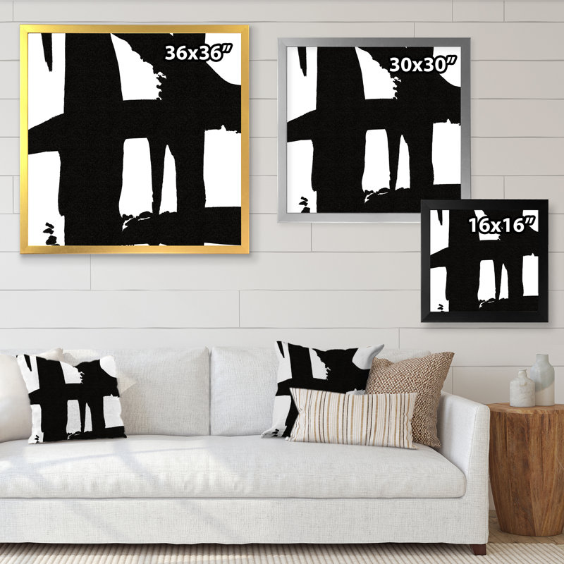 «Black and White Crossing Paths II», reproduction sur toile encadrée, Cadre doré, H 30 po x l 30 po x P 1 po