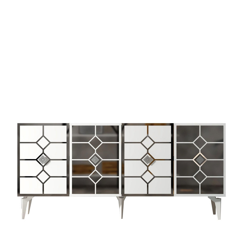 Stylish Console Table, White & Silver, 100% Melamine Coated Particle Board, Thickness: 0.7 inches | Perfect for Entryway & Living Room, Durable & Modern Design