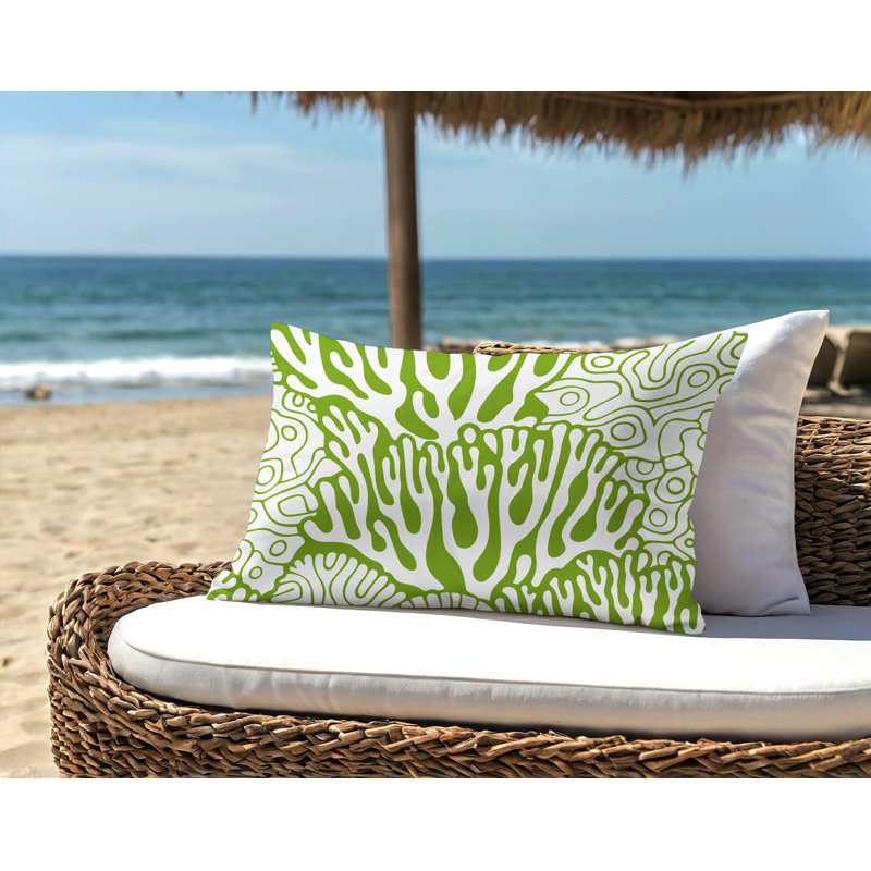 Coussin lombaire intérieur / extérieur Frog gras Coral, H 14 po x l 20 po, Chartreuse