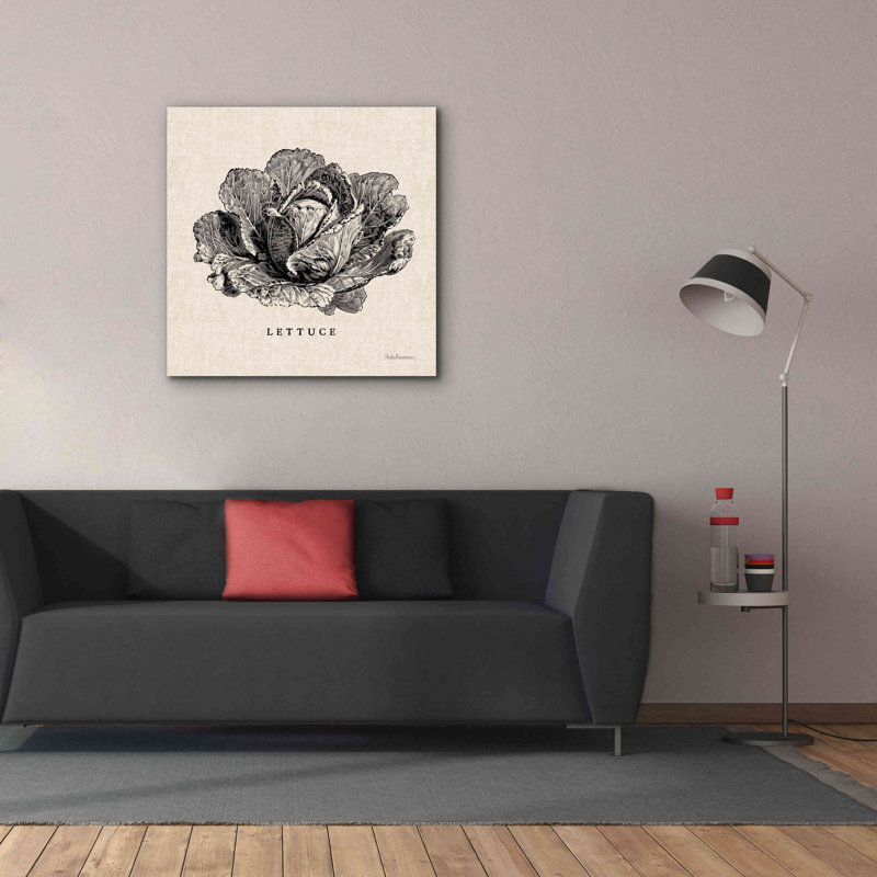 August Grove 'Burlap Vegetable BW Sketch Lettuce' By Studio Mousseau, Giclee Canvas Wall Art, H 37 po x l 37 po x P 1,5 po