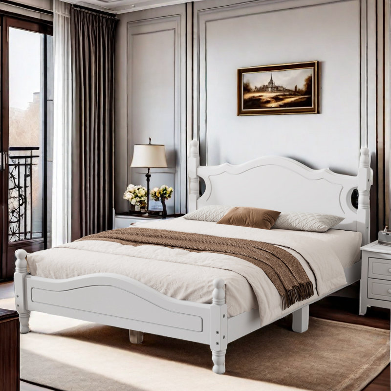 Lit plateforme Desirree, Blanc, Double