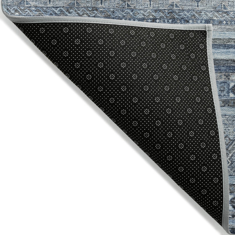 Tapis oriental lavable intérieur bleu et gris 8 pi x 10 pi