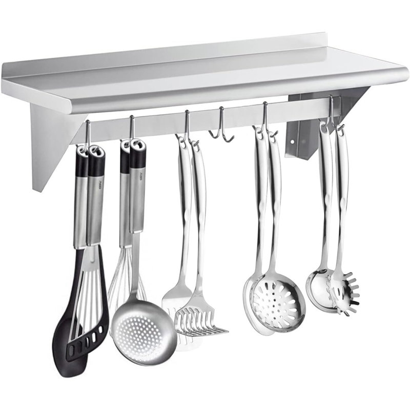 Express KitchQuip stainles Steel Rectangle Wall Mounted Pot Rack 11"H x 36"W x 12:D- NSF certified, 11" H x 36" W x 12" D