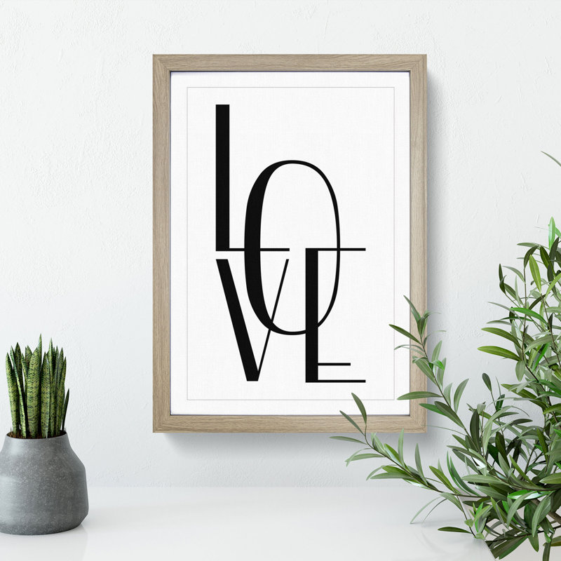 Love - Picture Frame Typography, 90cm H x 65cm W x 2cm D, Oak Framed