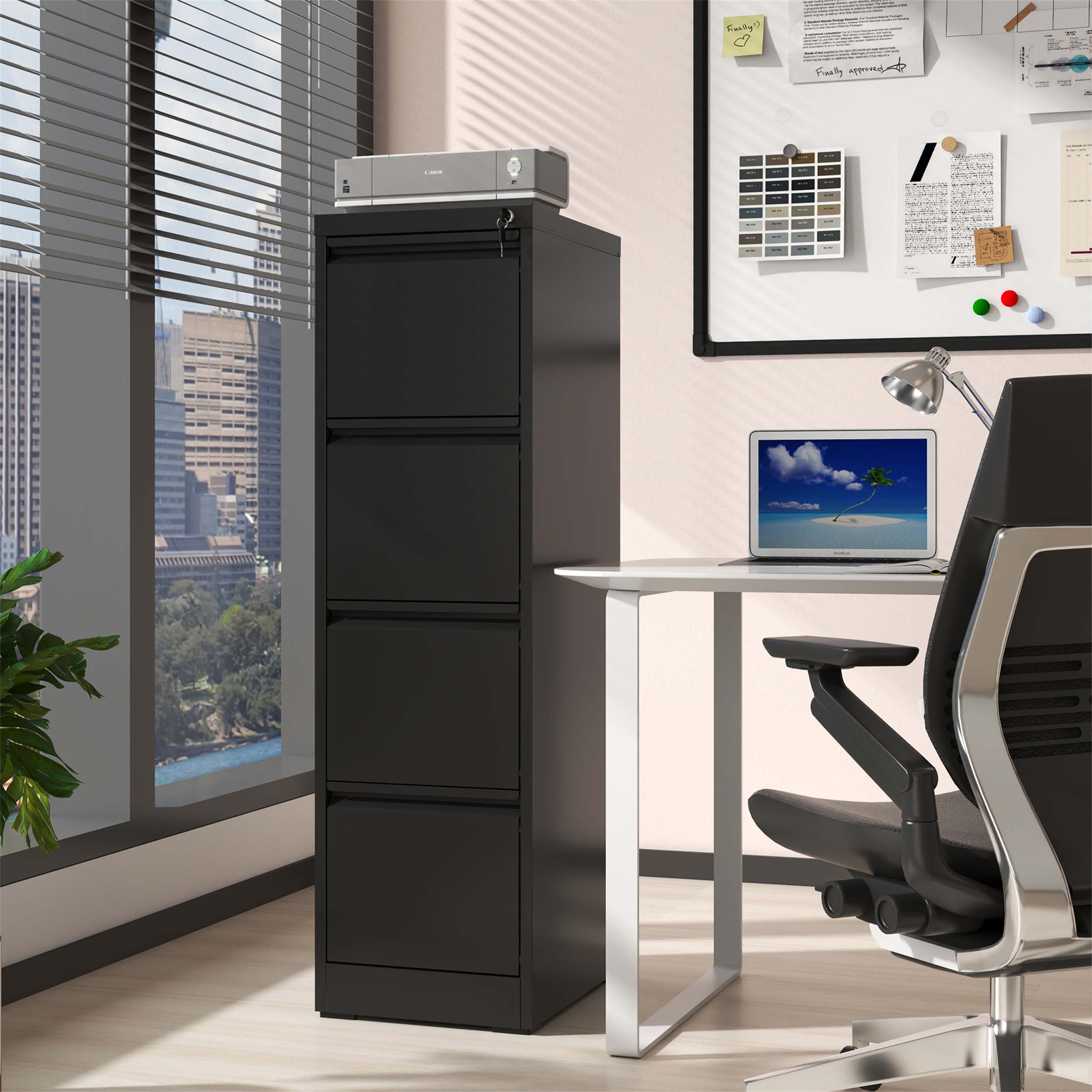 Document Storage Racks 4ft Latitude Run® 4 Drawer Metal Vertical File Cabinet with Lock for Office ...