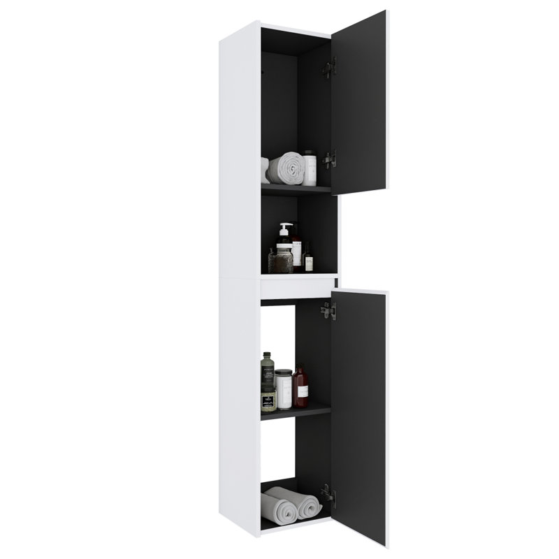 12" Bathroom Side Cabinet,2-Soft Close Doors,Float Mounting Design,12*2(KD-Packing)
