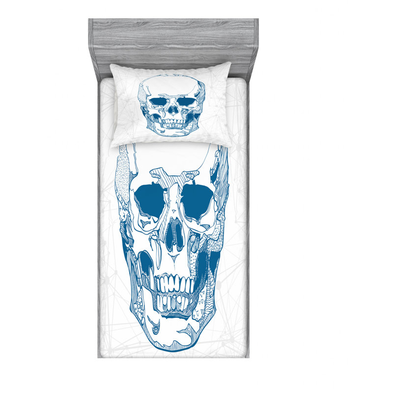 Ensemble de draps Skull with Science Elements, Ensemble de draps pour lit simple avec drap-housse