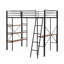 Lit mezzanine simple en métal avec tablettes et bureau - aucun sommier requis, solide et durable