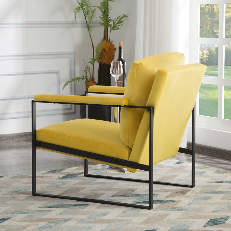 Chaise d'appoint à structure en métal, Yellow