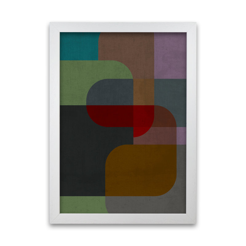Dark Colourful Abstract B - Print, White Frame, 30cm H x 21cm W x 3cm D