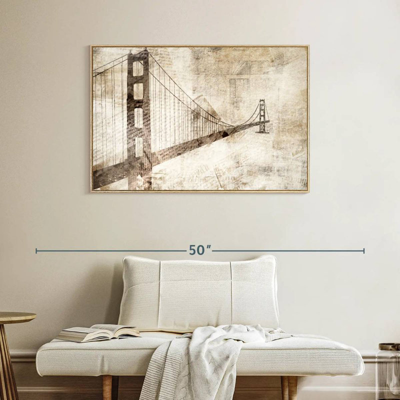 Pont du Golden Gate, Cadre flottant en bois naturel, 40 po x 27 po