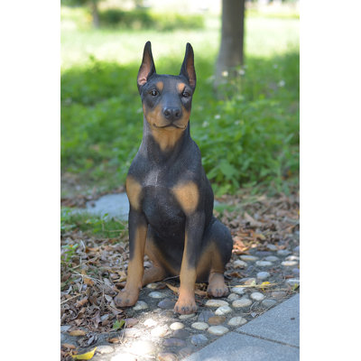 Sitting Doberman Pinscher Dog Statue