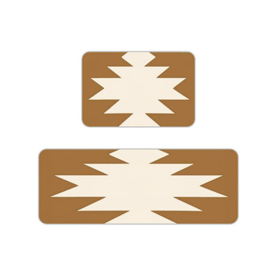 Tapis de cuisine à motif géométrique brun et brun, paquet de 2, pour la cuisine et le vestibule