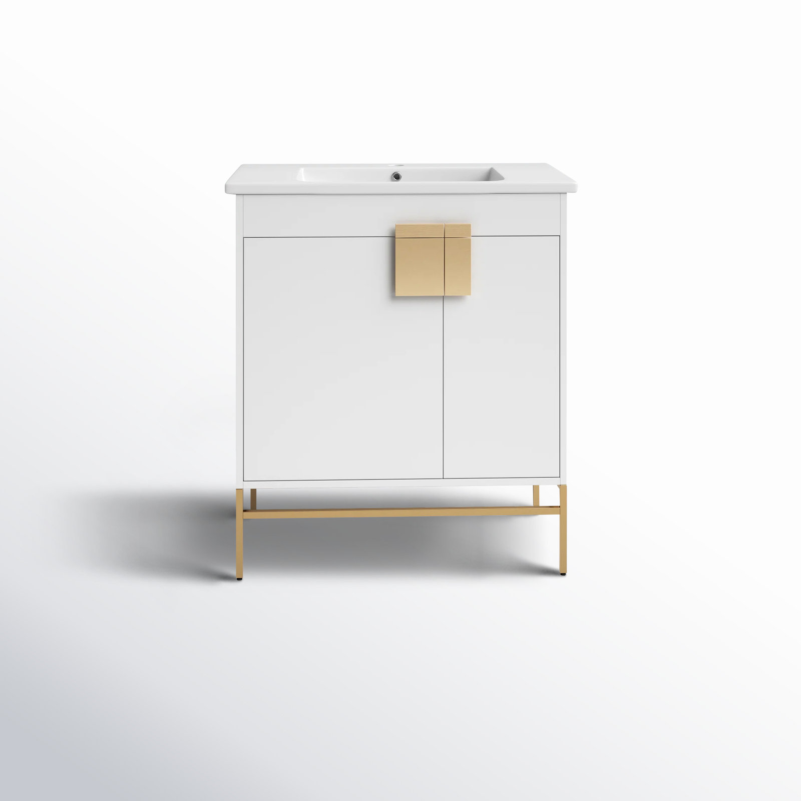 Maisie 30'' Single Bathroom Vanity, White, Satin Brass