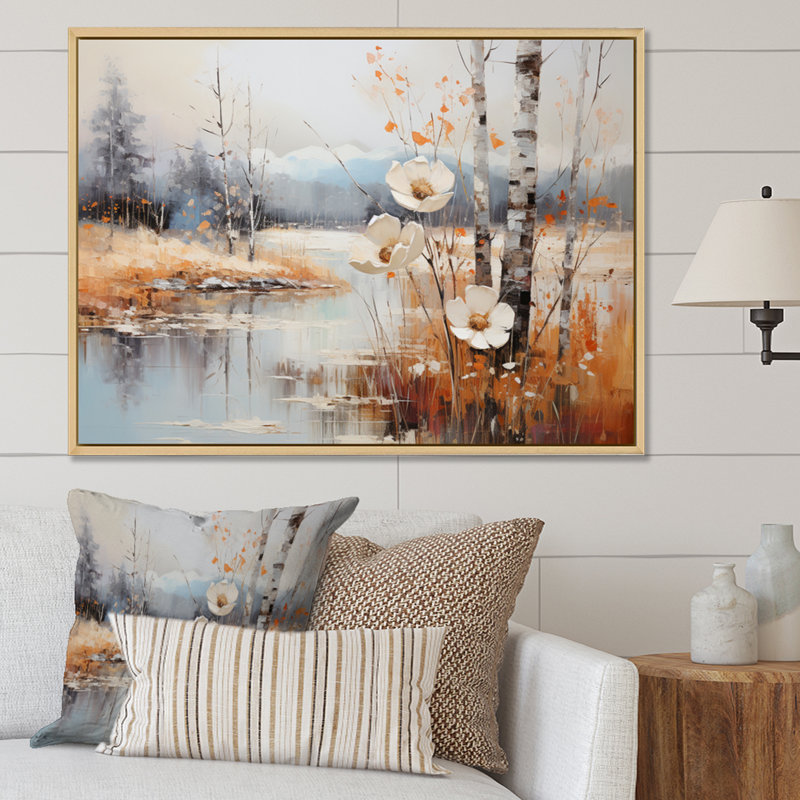 «Snow Flower Charm Evocating» sur toile, H 30 po x l 40 po x P 1,5 po, Cadre naturel flottant