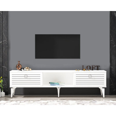 Meuble télé moderne avec plusieurs tablettes de 59,1 po x 17,6 po x 11,6 po Catena | Panneau de particules 100% enduit de mélamine | Conception à fixation murale | Élégant et fonctionnel pour le salon et les espaces de divertissement