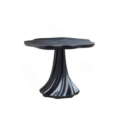 37'' Black Modern Round Dining Table, Flower Shaped Fiberglass Accent Table, Contemporary Mid Century Dining Room Table For Kitchen, Living Room, Entryway