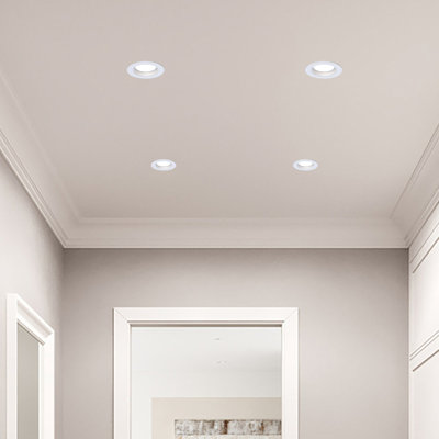 Paquet de 4 lumières encastrées à DEL, adaptées aux plafonniers et aux projecteurs, avec garniture de cloison, 660 lumens, 11 W (équivalent à 60 W), à intensité variable, blanc chaud 3000 K