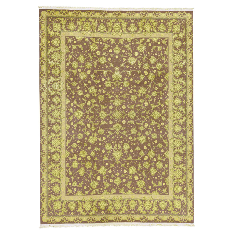 Hand Knotted Wool Area Rug in Aubergine