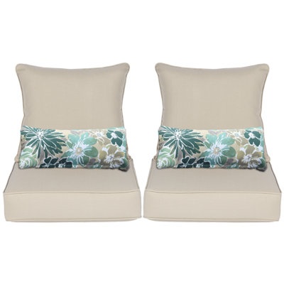Coussin de siège et de dossier extérieur Lucy (ensemble de 2 sièges, 2 dossiers, 2 coussins)