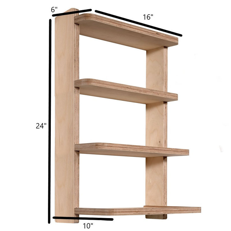 Étagère à montants, 4 tablettes, sans finition (16 po), H 24 po x l 16 po x P 10 po