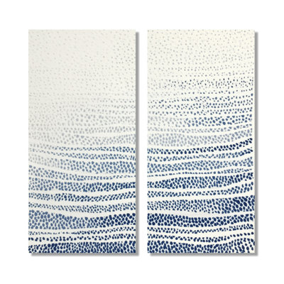 «Blue and Beige Oceanic Seaweed - Coastal Wall Art, Blue Coastal, reproduction sur toile 2 pièces