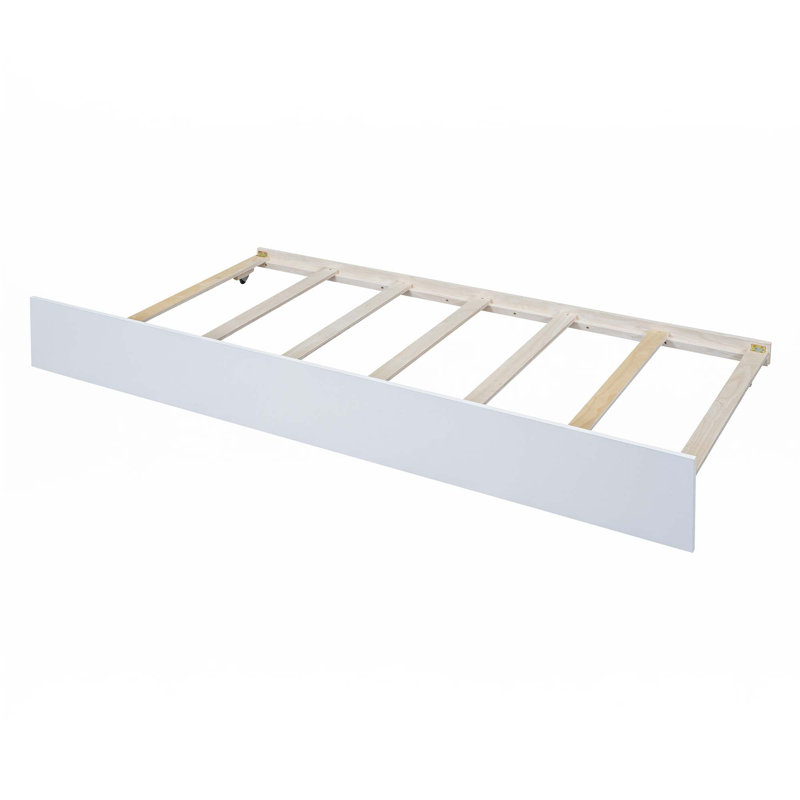 Wood Daybed With Trundle And Fence Guardrails, Twin, White