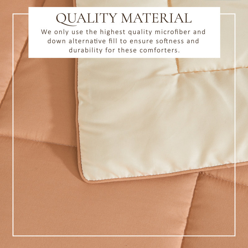 Twin XL Almond and Sand Reversible Microfiber Comforter Set