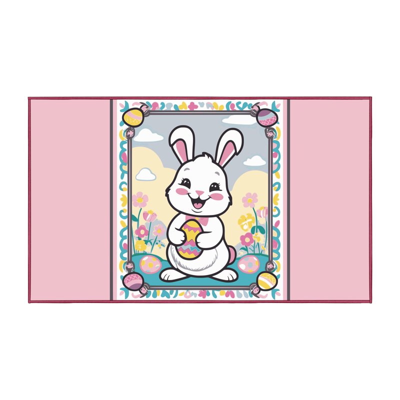 The Holiday Aisle® Washable Easter Spring Holiday Rug, Rectangle 3' x 5'