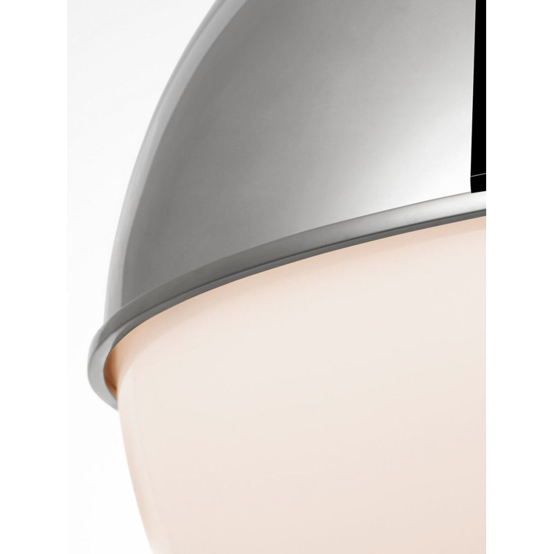 Cavill 16" Pendant with Hood and White Glass, Polished Nickel