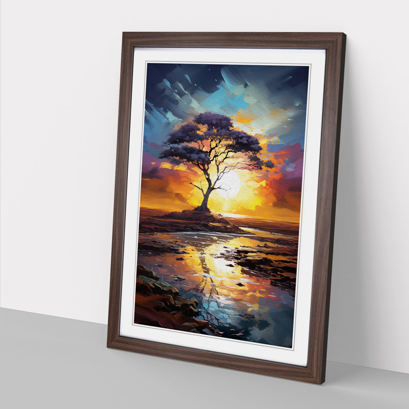 Sunrise Informel - Single Picture Frame Print on Wood, Walnut, 46cm H x 34cm W x 2cm D