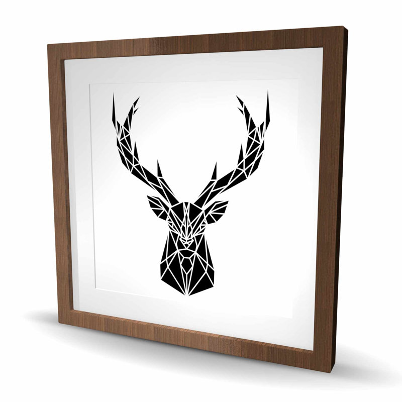 Tête de cerf géométrique - impression encadrée minimaliste pour la décoration intérieure